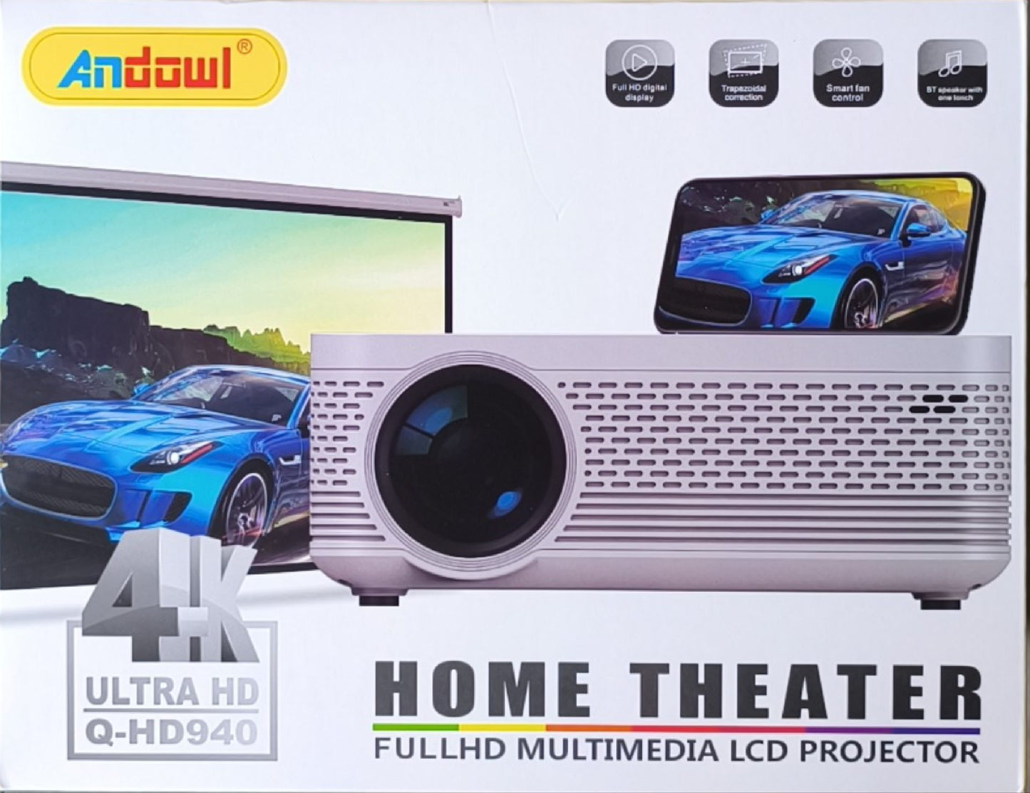 DEMO Andowl Q-HD940 4K Ultra HD Portable Home Theatre Multimedia LED Projector - Electromann SA