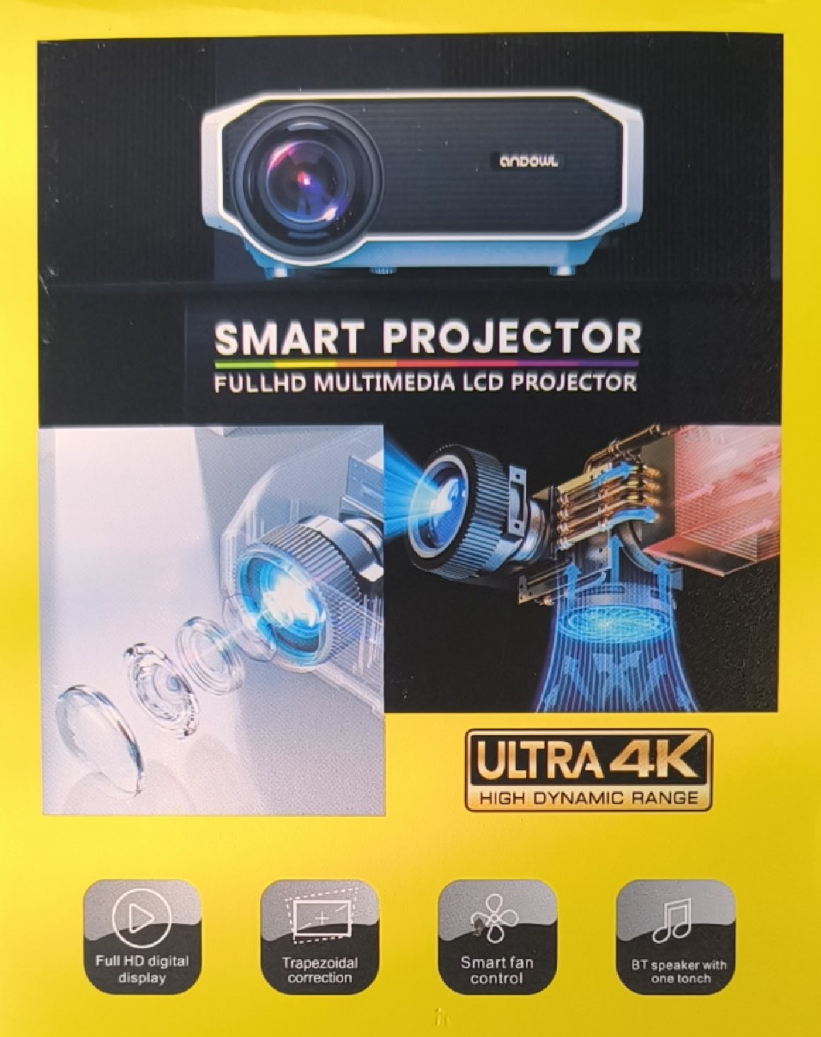 Andowl Q-HD700 Ultra 4K HD Smart Home Theatre Multimedia LED Projector - Electromann SA