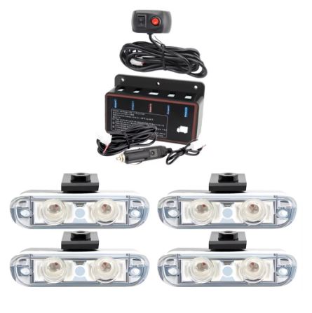5*2 LED 12V Emergency LED Flashing Strobe Lights for Car-Grille with Switch - Electromann SA