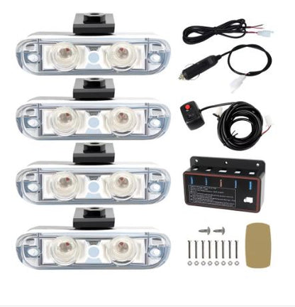 5*2 LED 12V Emergency LED Flashing Strobe Lights for Car-Grille with Switch - Electromann SA