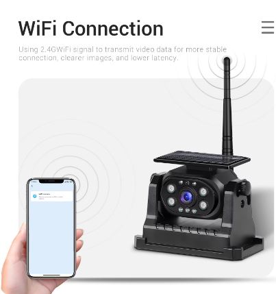 Podofo Wireless WiFi Reversing Rear View Waterproof Infrared Night Vision Camera for Trucks, Trailers, Caravans etc - Electromann SA