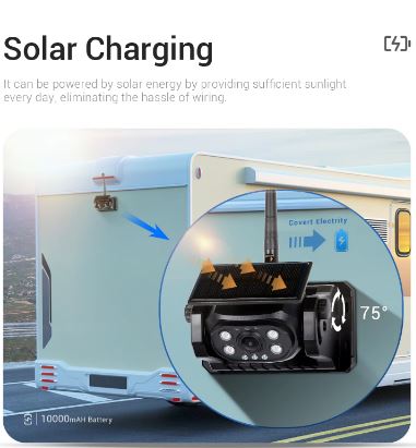 Podofo Draadloze Achteruitrijcamera 1080P WiFi - Zonne-Oplaadbaar, Magnetisch & Waterdicht IP68 Voor Vrachtwagen, Aanhangwagen & RV