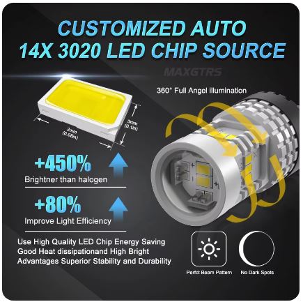 MAXGTRS 7440 W21W T20 Single Contact Cool White Led Bulb For Vehicles - Electromann SA