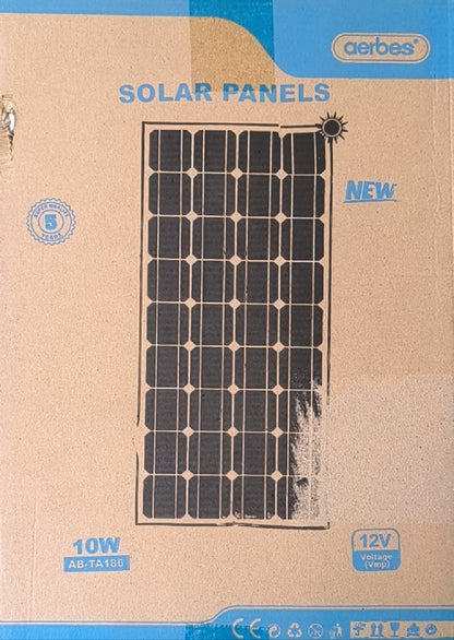 aerbes AB-TA186 10W 12v Monocrystalline Solar Panel (10007222) - Electromann SA