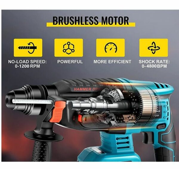 Jiageng XF0818 Impact Wrench, Angle Grinder, Hammer Drill, Electric Drill + 2x 48V Batteries Set - Electromann SA