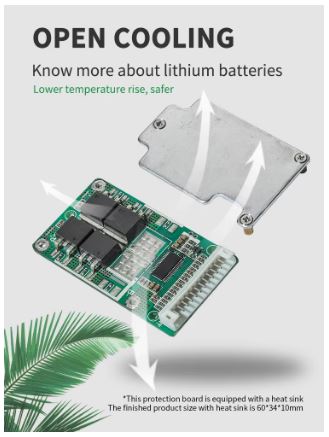 Bisida 13S 48V Common port BMS with balanced temperature control for 3.7V 18650 lithium-ion battery pack - Electromann SA