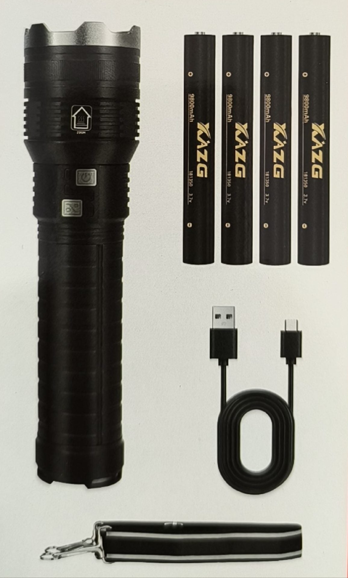 XA-G20 Aluminum Alloy High Power Led Flashlight with 181350 Lithium Batteries - Electromann SA