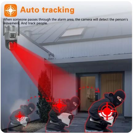 Solar Outdoor Surveillance 4G Sim 4K 8MP Three Lens Camera - Electromann SA