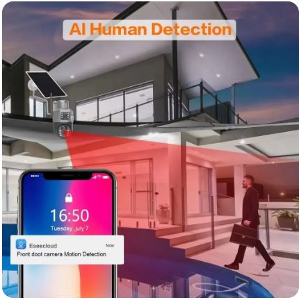 Solar Outdoor Surveillance 4G Sim 4K 8MP Three Lens Camera - Electromann SA