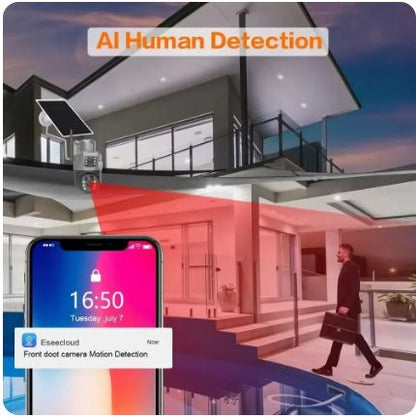 Solar Outdoor Surveillance 4G Sim 4K 8MP Three Lens Camera - Electromann SA