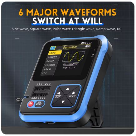 FNIRSI DSO TC3 Digital Oscilloscope Transistor Tester Signal Generator - Electromann SA