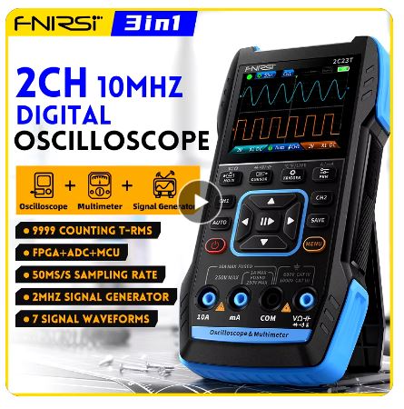 DEMO FNIRSI 2C23T Digital Oscilloscope Multimeter+ DDS Signal Generator - Electromann SA