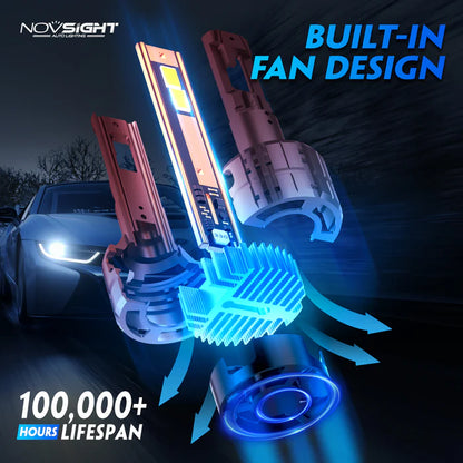 Novsight N60 Ultra Series H4/HB2/9003 200W 40000LM 6500K White Car Headlight LED Kit - Upgrade Your Vehicle's Lighting - Electromann SA