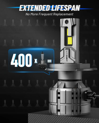 Novsight N60 Ultra Series H4/HB2/9003 200W 40000LM 6500K White Car Headlight LED Kit - Upgrade Your Vehicle's Lighting - Electromann SA