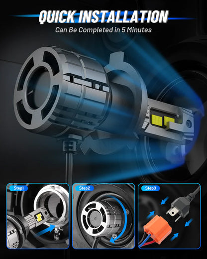 Novsight N60 Ultra Series H4/HB2/9003 200W 40000LM 6500K White Car Headlight LED Kit - Upgrade Your Vehicle's Lighting - Electromann SA