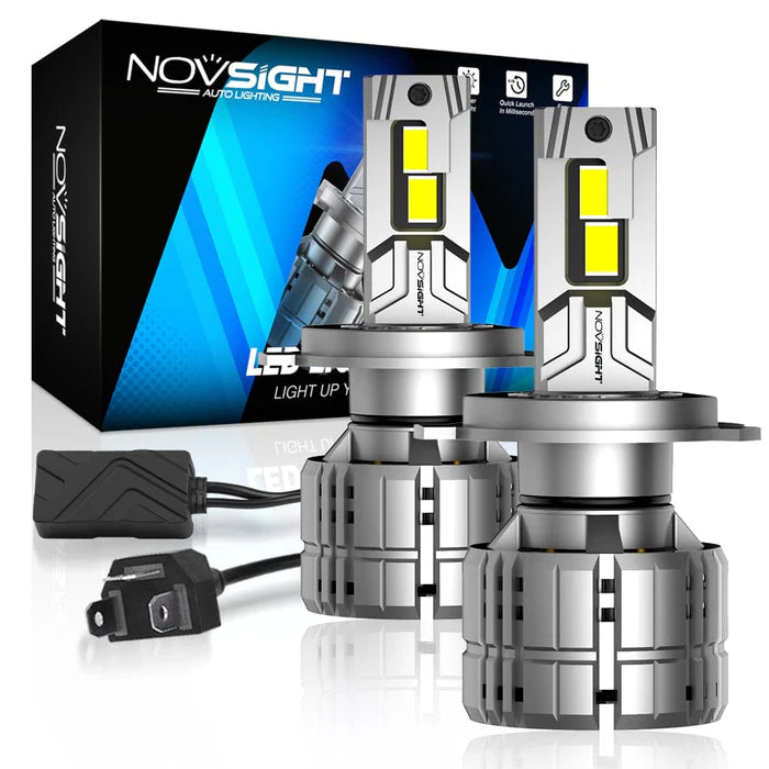 Novsight N60 Ultra Series H4/HB2/9003 200W 40000LM 6500K White Car Headlight LED Kit - Upgrade Your Vehicle's Lighting - Electromann SA