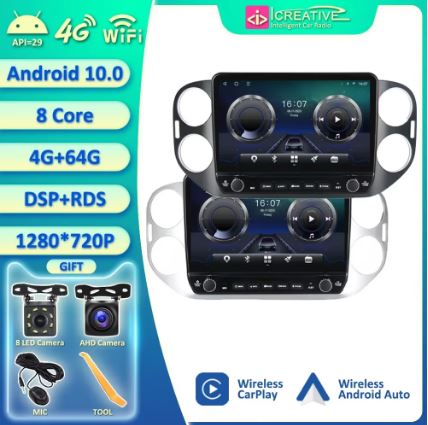 iCreative IPS 4G+64G Android 10 Car Radio Multimedia Player For VW Tiguan NF 2006 - 2016 - Electromann SA