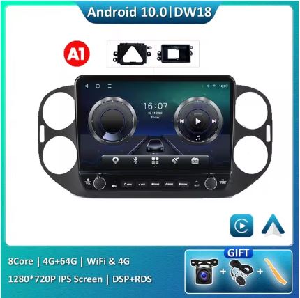 iCreative IPS 4G+64G Android 10 Car Radio Multimedia Player For VW Tiguan NF 2006 - 2016 - Electromann SA