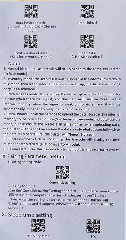 Andowl Q-SM55B 2.4GHZ Wirless and USB Wired Barcode Scanner - Electromann SA