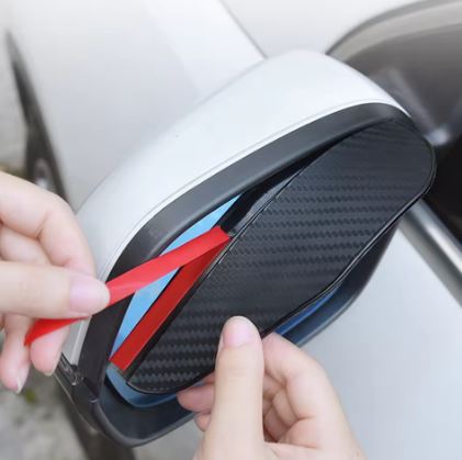 Carbon Fiber Look Car Rear View Mirror Rain Covers for Audi S-line Vehicles - Electromann SA