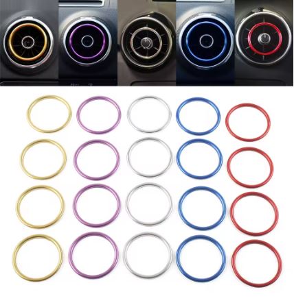 4Pcs Set Car Center Console Air Condition Vents Outlet Inner Ring Cover Trim Decoration for Audi Vehicles - Electromann SA