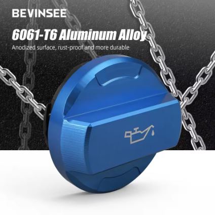 BEVINSEE Aluminum Engine Oil Filler Cap for Audi/VW Vehicles Blue - Electromann SA
