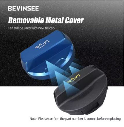 BEVINSEE Aluminum Engine Oil Filler Cap for Audi/VW Vehicles Blue - Electromann SA