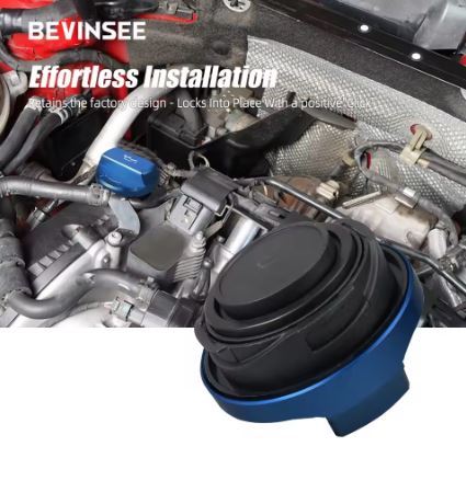 BEVINSEE Aluminum Engine Oil Filler Cap for Audi/VW Vehicles Blue - Electromann SA