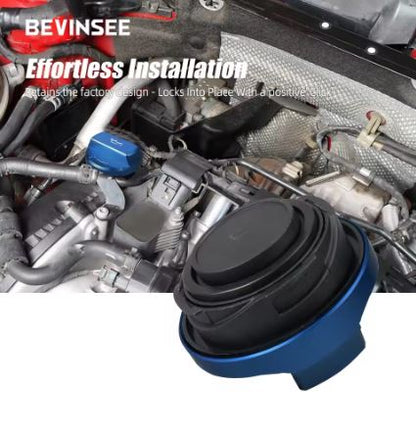 BEVINSEE Aluminum Engine Oil Filler Cap for Audi/VW Vehicles Blue - Electromann SA