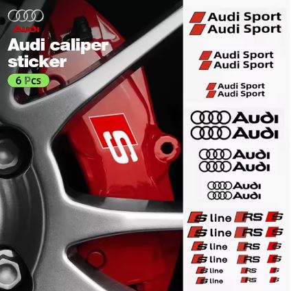 6 Pack Brake Caliper Stickers Decal for Audi S-line - Electromann SA