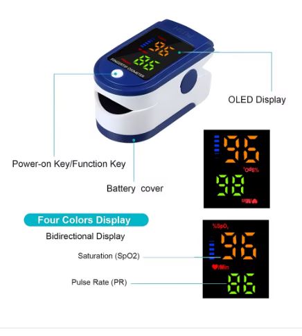 LK87 Portable Fingertip Oximeter - Pulse - Blood Oxygen Saturation Monitor with Lcd Monitor - Electromann SA