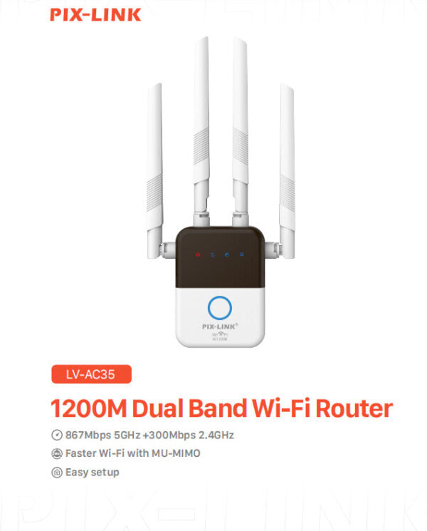 XF0785 LV-AC35 Pix-Link 1200mbps Wifi Dual Band Router Repeater - Electromann SA
