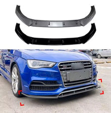 3Pc AUDI A3 / S3 8V 2013-2016 front Bumper Splitter Lip - Carbon Look (10007325) - Electromann SA