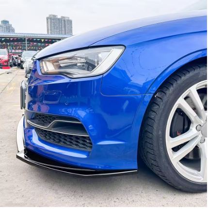 3Pc AUDI A3 / S3 8V 2013-2016 front Bumper Splitter Lip - Carbon Look (10007325) - Electromann SA