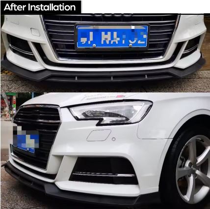 3Pc AUDI A3 / S3 8V 2016-2019 front Bumper Splitter Lip - Gloss Black Look(10007774)