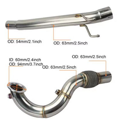 2.5inch Catless Downpipe for EA211 1.4T Engines VW Golf MK7/Audi A3 - Electromann SA