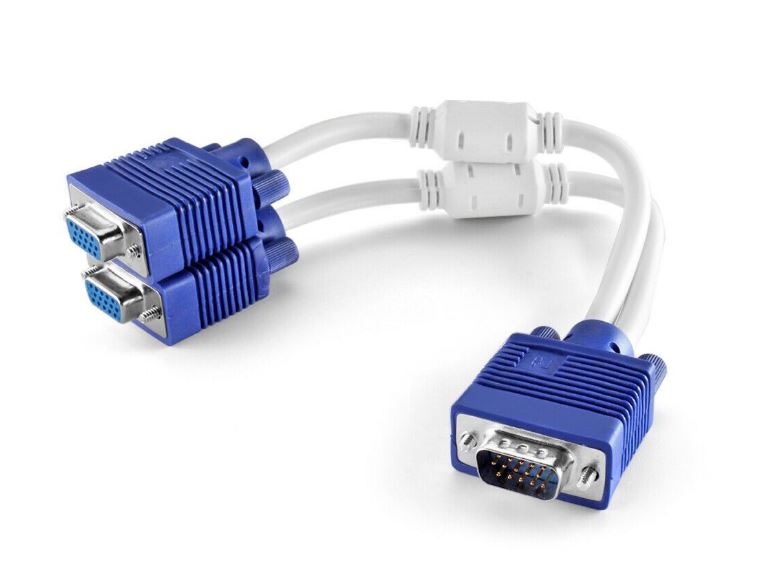 1 into 2 VGA Splitter Y Cable For Dual VGA Displays - Electromann SA