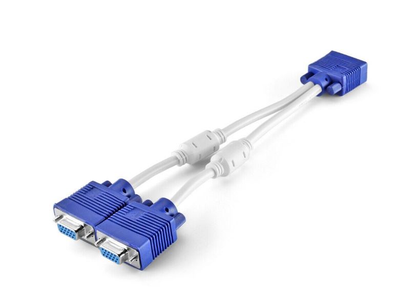 1 into 2 VGA Splitter Y Cable For Dual VGA Displays - Electromann SA