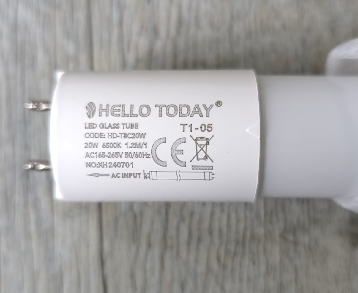 Hello Today T8 4Ft 1.2m 20w AC230v Frosted 6500K LED Tube - Electromann SA