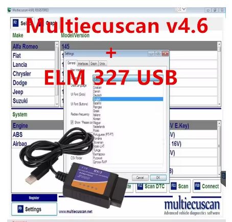 MultiEcuScan V4.6 Registered Unlimited Multi Ecu Scan for Fiat Can Work with ELM327 - Electromann SA