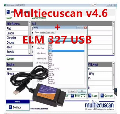 MultiEcuScan V4.6 Registered Unlimited Multi Ecu Scan for Fiat Can Work with ELM327 - Electromann SA