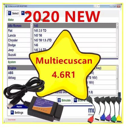 MultiEcuScan V4.6 Registered Unlimited Multi Ecu Scan for Fiat Can Work with ELM327 - Electromann SA