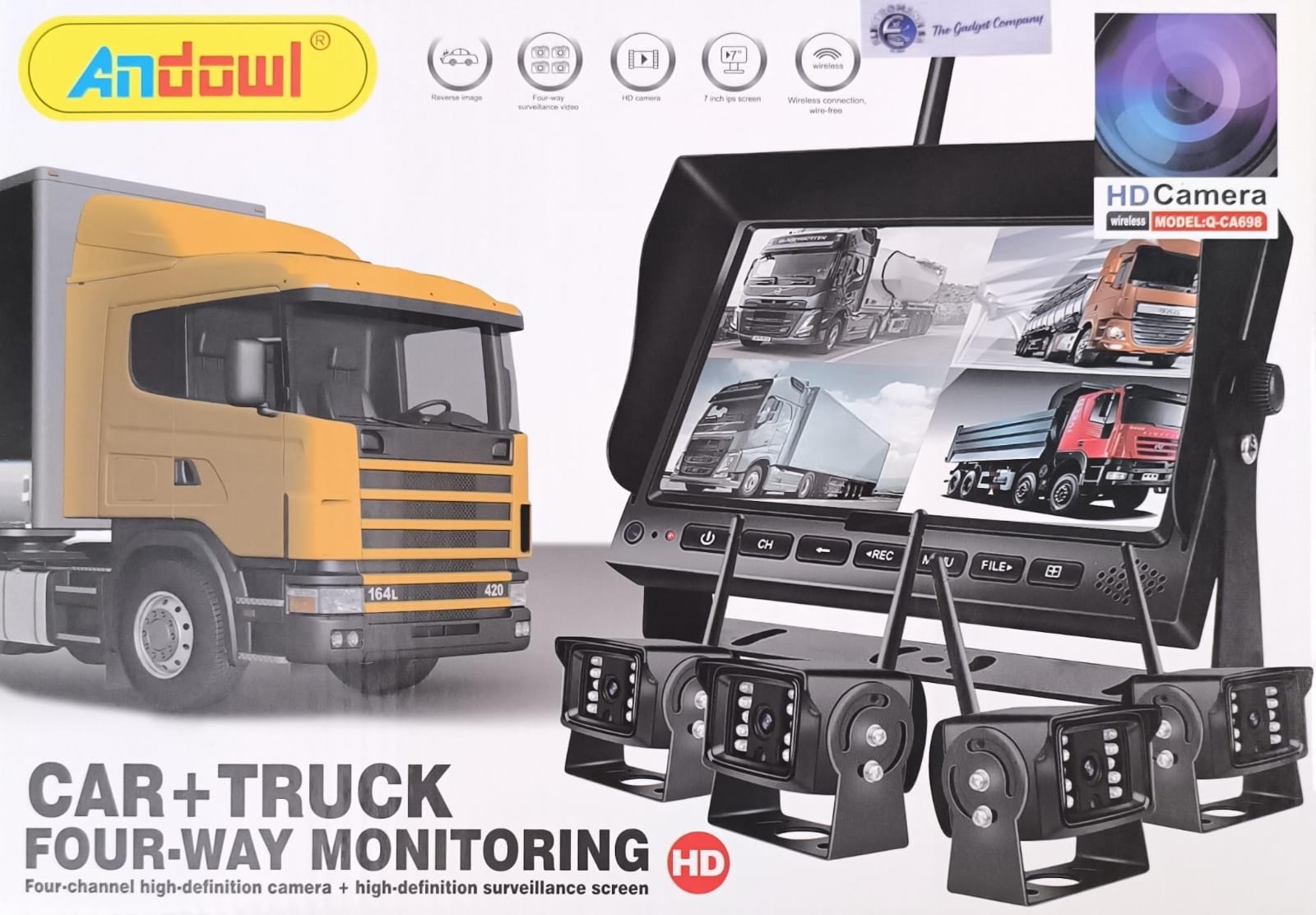 ANDOWL Q-CA698 4-Channel Wireless Heavy Vehicle Camera DVR Kit - Electromann SA