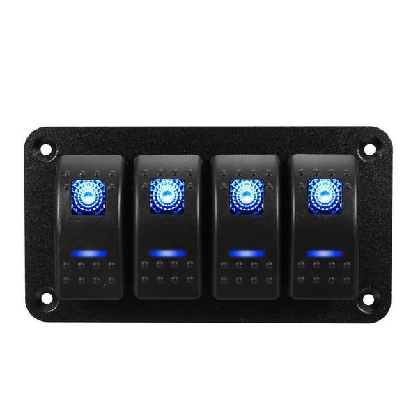 Universal 4 Gang LED Rocker Switch Panel Waterproof