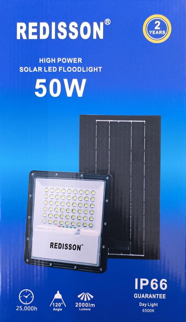 Redisson 50Watt SOLAR Outdoor LED Flood Light – Powerful and Energy-Efficient Lighting for Outdoor Spaces - Electromann SA