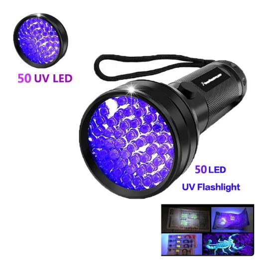 51 LED Ultraviolet UV 395nm Flashlight - Powerful Tool for Detecting Counterfeit Currency, Pet Stains, Bed Bugs, and Scorpions