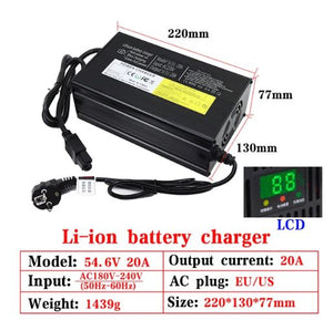 54.6vDC 20Amp 13S Intelligent Lithium-Ion  Battery Charger