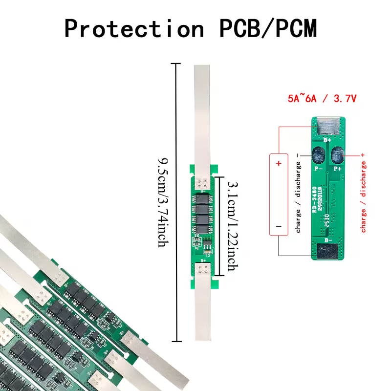 1S 5-6Amp BMS PCB Protection Board For 3.7V 18650 Li-Ion Lithium Battery Cells  (10006582) - Electromann SA