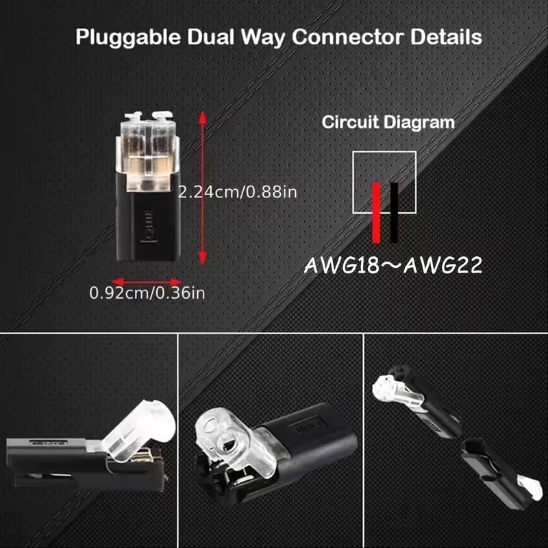 2Pc 2 Pin Waterproof Electrical Snap Connector Set - Electromann SA