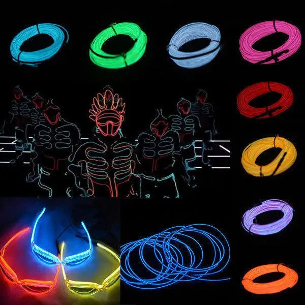 5M 12V Flexible Neon EL Wire Strip for Customizable and Vibrant Lighting